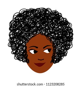 Vector illustration of african girl with curly hair