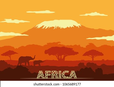 vector illustration african land in color