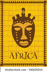 vector illustration of an african man face on patterned background