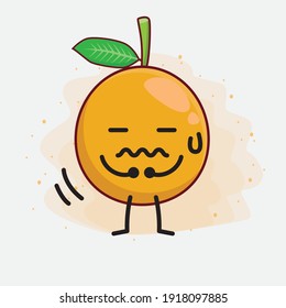 Vector Illustration of African Mangosteen Character with cute face, simple hands and leg line art on Isolated Background. Flat cartoon doodle style.