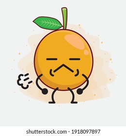 Vector Illustration of African Mangosteen Character with cute face, simple hands and leg line art on Isolated Background. Flat cartoon doodle style.