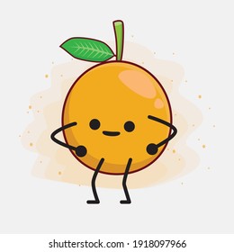 Vector Illustration of African Mangosteen Character with cute face, simple hands and leg line art on Isolated Background. Flat cartoon doodle style.