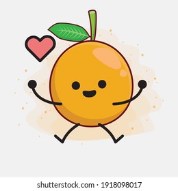 Vector Illustration of African Mangosteen Character with cute face, simple hands and leg line art on Isolated Background. Flat cartoon doodle style.