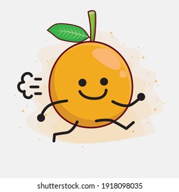 Vector Illustration of African Mangosteen Character with cute face, simple hands and leg line art on Isolated Background. Flat cartoon doodle style.