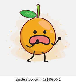 Vector Illustration of African Mangosteen Character with cute face, simple hands and leg line art on Isolated Background. Flat cartoon doodle style.