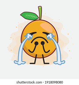 Vector Illustration of African Mangosteen Character with cute face, simple hands and leg line art on Isolated Background. Flat cartoon doodle style.