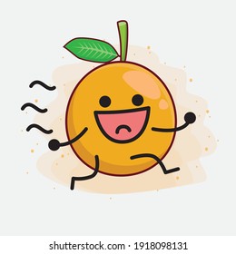 Vector Illustration of African Mangosteen Character with cute face, simple hands and leg line art on Isolated Background. Flat cartoon doodle style.
