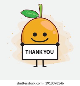 Vector Illustration of African Mangosteen Character with cute face, simple hands and leg line art on Isolated Background. Flat cartoon doodle style.