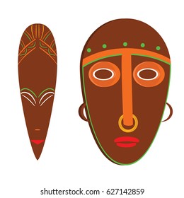 Vector illustration african mask. Tribal mask icon. Totem mask