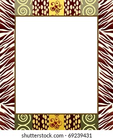 A vector illustration of an African style frame in earth tones. Space for your text or picture. EPS10 vector format.