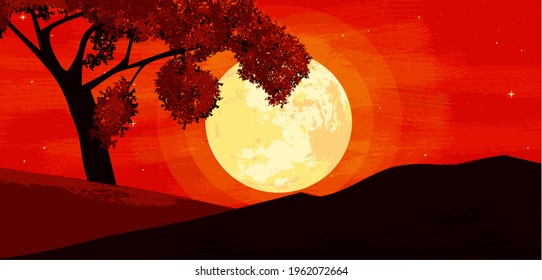vector illustration of an African sunset