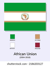 Vector Illustration of African Union (2004-2010) flag isolated on light blue background. Illustration African Union flag with Color Codes. As close as possible to the original. 
