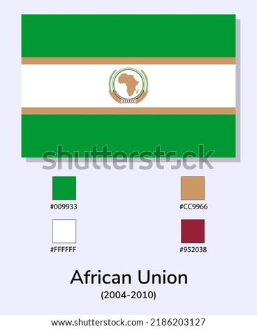 Vector Illustration of African Union (2004-2010) flag isolated on light blue background. Illustration African Union flag with Color Codes. As close as possible to the original. 
