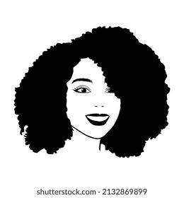 Vector illustration of African woman's face with afro curly braid hair logo