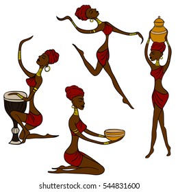 Vector illustration of African women on a white background
