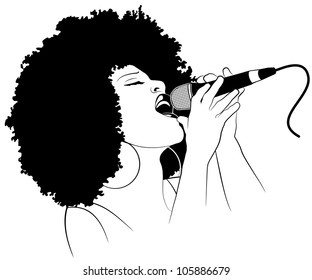 Vector illustration of an afro american jazz singer