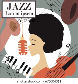 Vector illustration of an afro american jazz singer