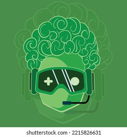 vector illustration afro boy with goggles gaming. for gamers and streamer logo, mascot, youtuber gaming etc