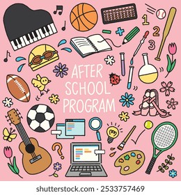 Vector illustration of after school program icons