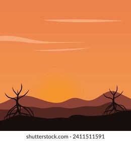 Vector illustration of an afternoon in the desert