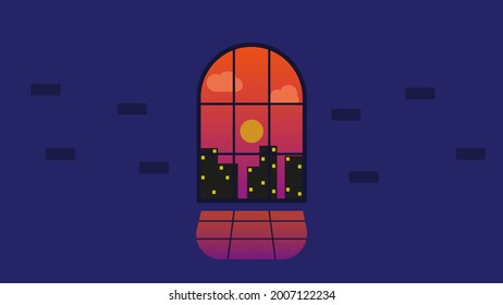 Vector illustration of Afternoon Hour. Can be used for background, wallpaper, icon.