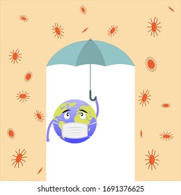 Vector illustration against covid-19 crown virus. cure the crown virus. Earth vs virus concept.