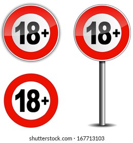 Vector illustration of age restriction on white background