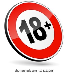 Vector illustration of age restriction on white background