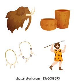 Vector illustration of age and stone sign. Set of age and primitive vector icon for stock.