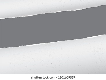Vector illustration of aged  torn craft paper. Black and White background. Place for text between torn edges. 