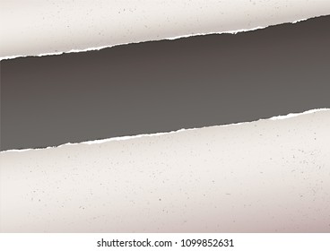 Vector illustration of aged vintage torn craft paper. Place for text between torn edges 