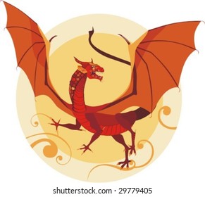 vector illustration of a aggressive dragon