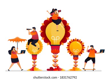 Vector illustration of agricultural growth for innovation and creativity in finding ideas and inspiration. Graphic design for landing page, web, website, mobile apps, banner, template, poster, flyer