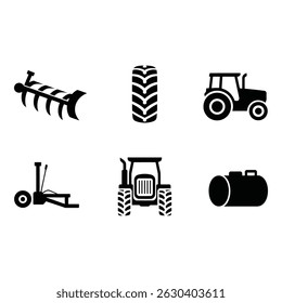 Vector Illustration of Agricultural Machinery and Equipment