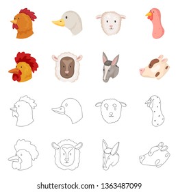 Vector illustration of agriculture and breeding icon. Set of agriculture and organic  stock symbol for web.