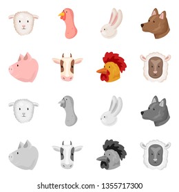 Vector illustration of agriculture and breeding logo. Collection of agriculture and organic  vector icon for stock.