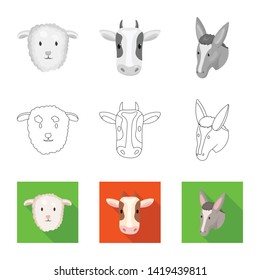 Vector illustration of agriculture and breeding symbol. Set of agriculture and organic  stock vector illustration.