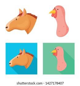 Vector illustration of agriculture and breeding symbol. Set of agriculture and organic stock vector illustration.