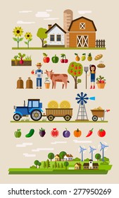 vector illustration of Agriculture and Farming icons