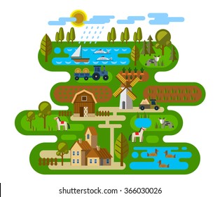 vector illustration of Agriculture and Farming icons