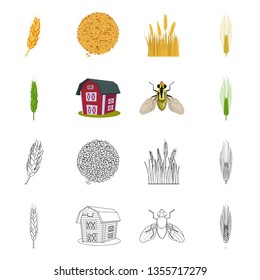 Vector illustration of agriculture and farming sign. Set of agriculture and plant  stock vector illustration.
