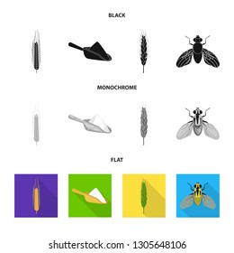 Vector illustration of agriculture and farming symbol. Collection of agriculture and plant  stock symbol for web.