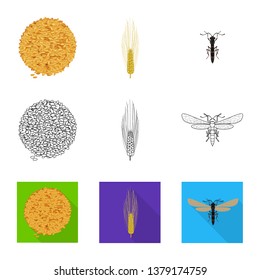 Vector illustration of agriculture and farming symbol. Collection of agriculture and plant  stock symbol for web.