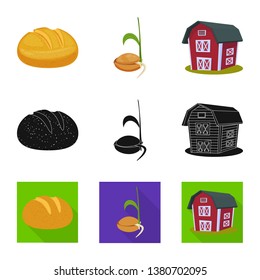 Vector illustration of agriculture and farming symbol. Set of agriculture and plant  stock symbol for web.