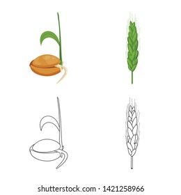 Vector illustration of agriculture and farming symbol. Set of agriculture and plant  stock vector illustration.