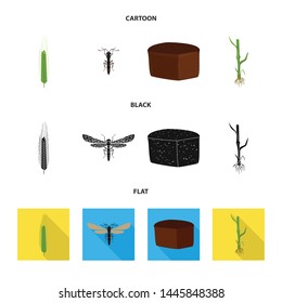 Vector illustration of agriculture and farming symbol. Collection of agriculture and plant stock symbol for web.