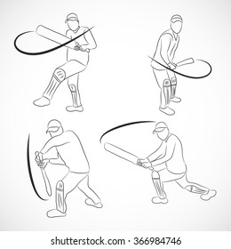 Vector illustration of ahand-drawn series - a collection of CRICKETERS