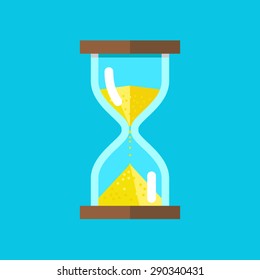 Vector illustration of ahourglass on blue background