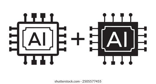 Vektorgrafik eines KI-Chip-Symbols, das künstliche Intelligenz und Technologie symbolisiert. Perfekt für Projekte im Zusammenhang mit KI, maschinellem Lernen und fortgeschrittenem Computing.