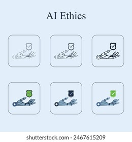Vector illustration AI Ethics  editable icon set